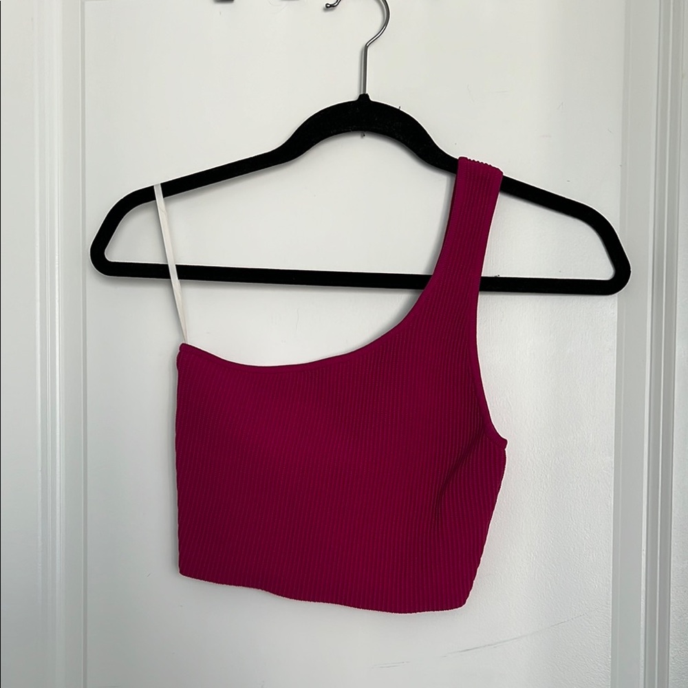 Babaton Sculpt Knit One-shoulder Cropped Tank